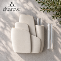 elvarpve™ Strata Offset Ceramic Vase — Sculptural Layered Bud Vessel for Shelf & Console Décor