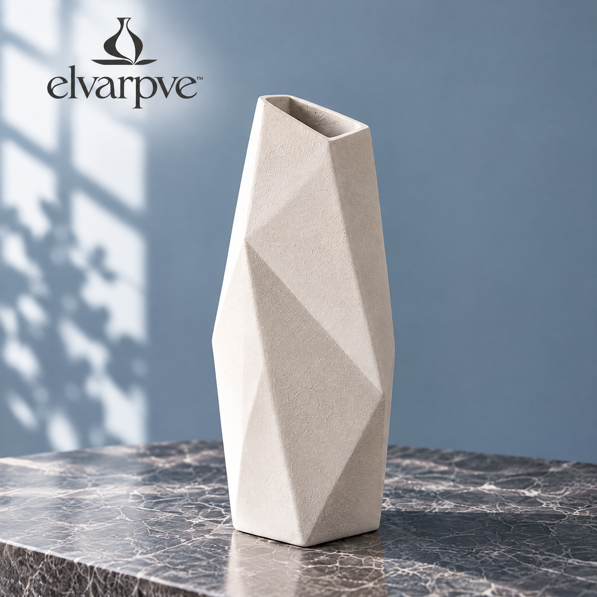 elvarpve™ Foldline Ceramic Vase — Angular Origami-Inspired Dried Stem Accent for Modern Tabletop Décor
