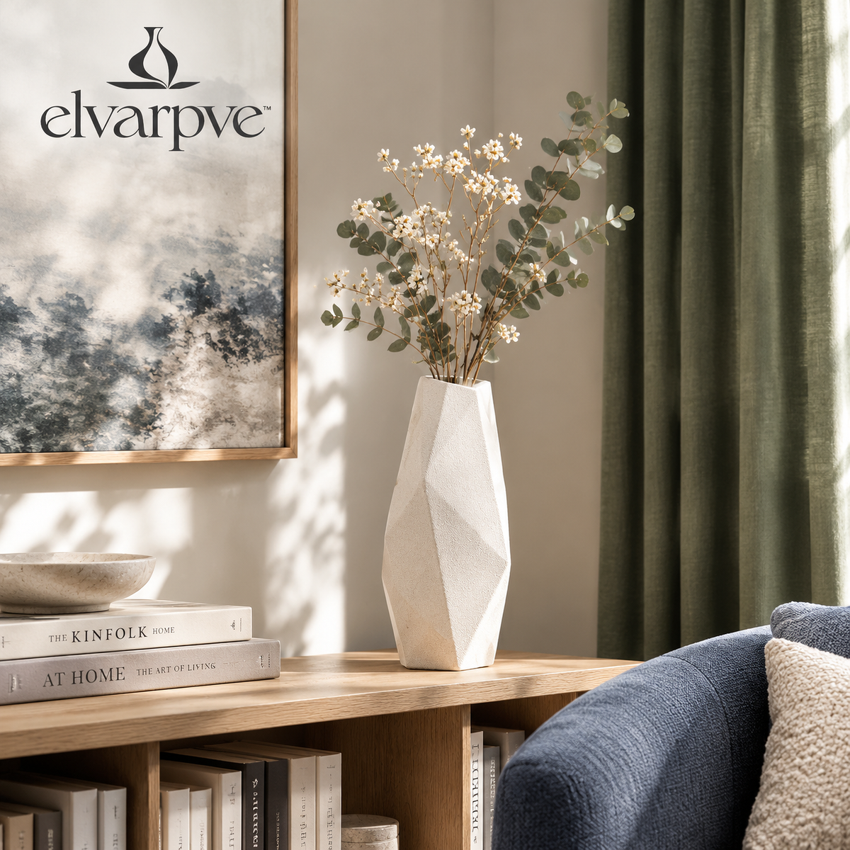 elvarpve™ Foldline Ceramic Vase — Angular Origami-Inspired Dried Stem Accent for Modern Tabletop Décor