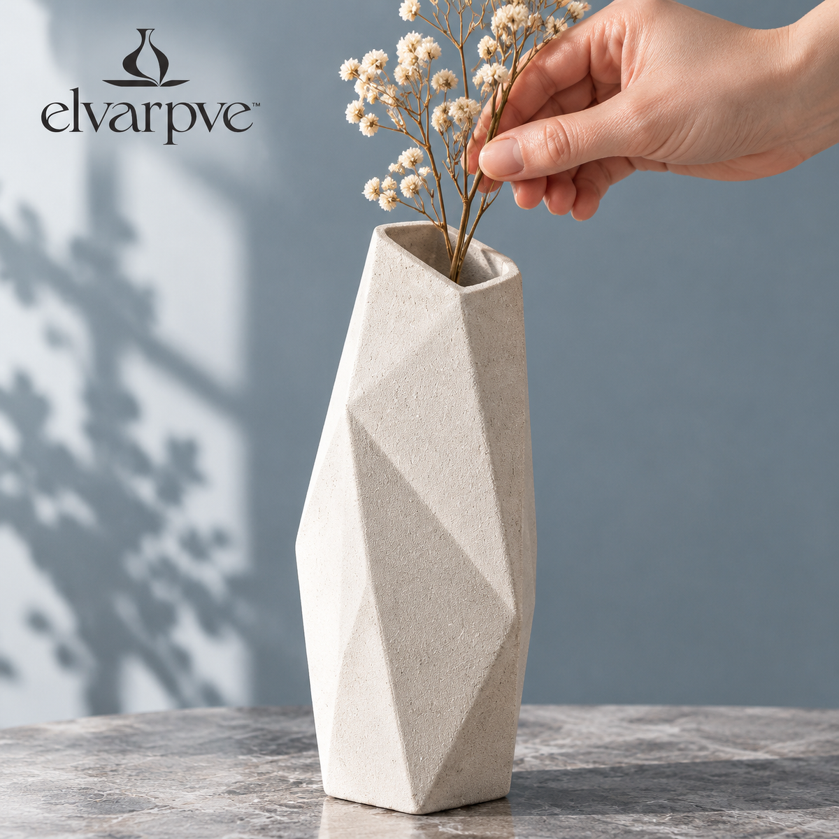 elvarpve™ Foldline Ceramic Vase — Angular Origami-Inspired Dried Stem Accent for Modern Tabletop Décor