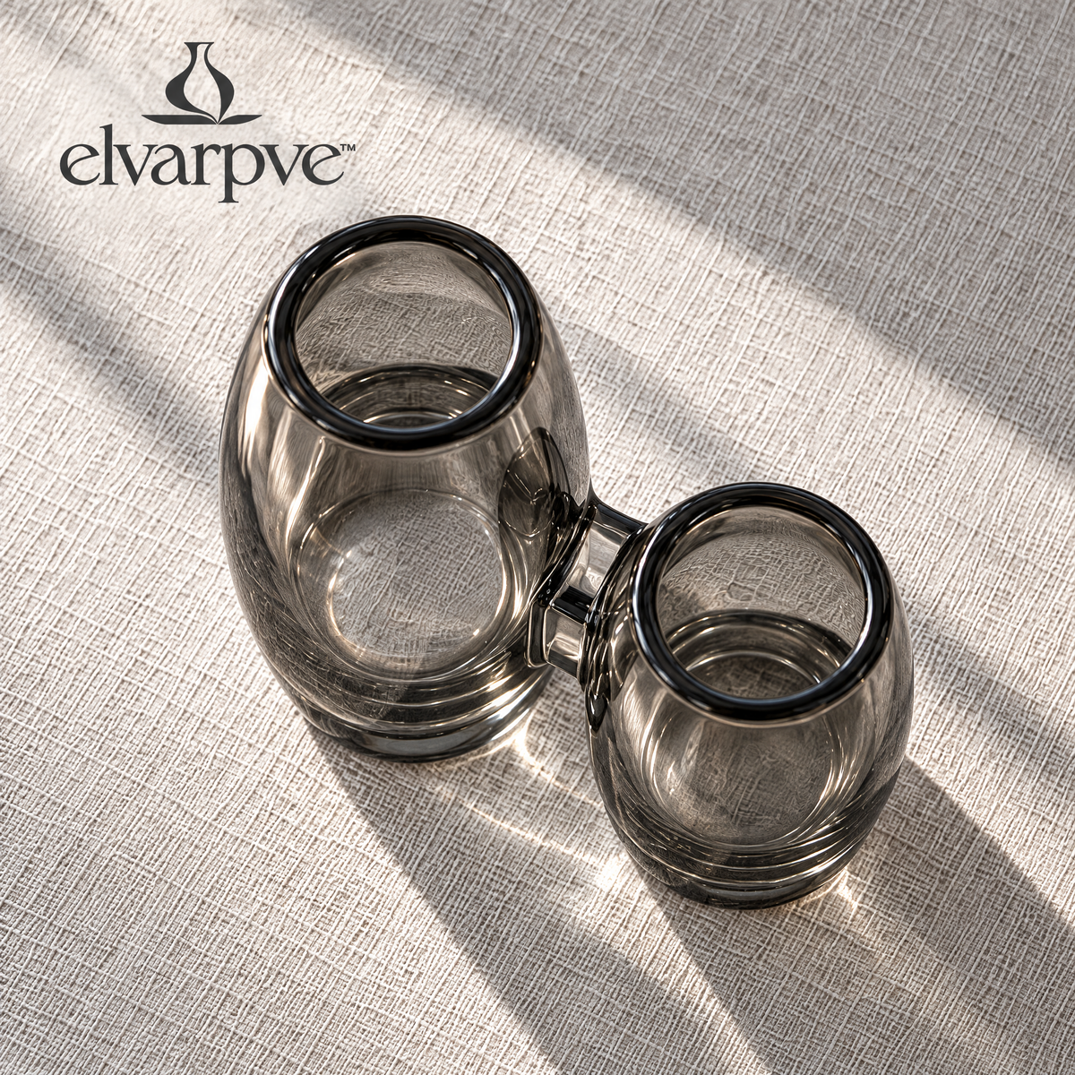elvarpve™ Confluence Twin-Chamber Glass Vase — Asymmetric Double Bud Vessel for Fresh Flower Table Décor