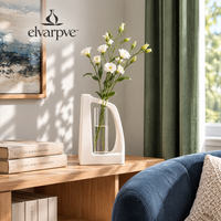 elvarpve™ Aperture Frame Vase — Open Ceramic Sculpture with Removable Glass Flower Tube