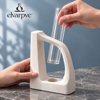 elvarpve™ Aperture Frame Vase — Open Ceramic Sculpture with Removable Glass Flower Tube