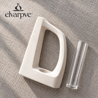 elvarpve™ Aperture Frame Vase — Open Ceramic Sculpture with Removable Glass Flower Tube
