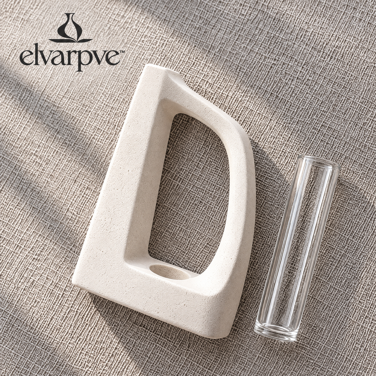 elvarpve™ Aperture Frame Vase — Open Ceramic Sculpture with Removable Glass Flower Tube
