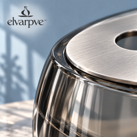 elvarpve™ Estuary Low Glass Vase — Elongated Floral Centerpiece with Removable Three-Opening Stem Guide