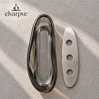 elvarpve™ Estuary Low Glass Vase — Elongated Floral Centerpiece with Removable Three-Opening Stem Guide