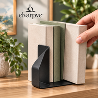 elvarpve™ Ribbon Turn Steel Bookends — Folded Metal Book Holders for Modern Desk & Bookshelf Décor