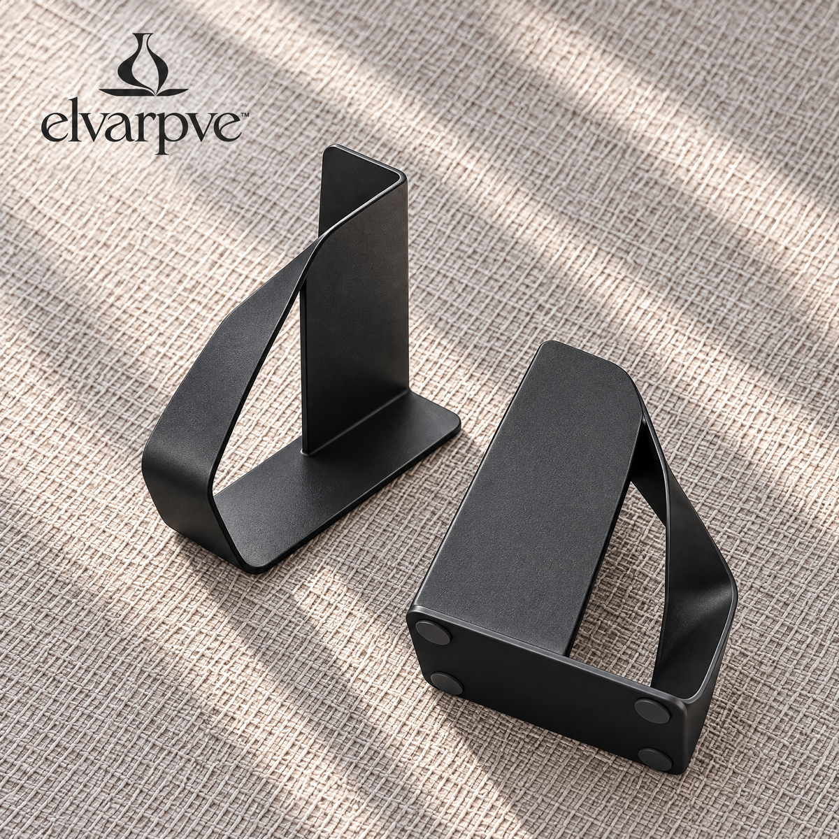 elvarpve™ Ribbon Turn Steel Bookends — Folded Metal Book Holders for Modern Desk & Bookshelf Décor
