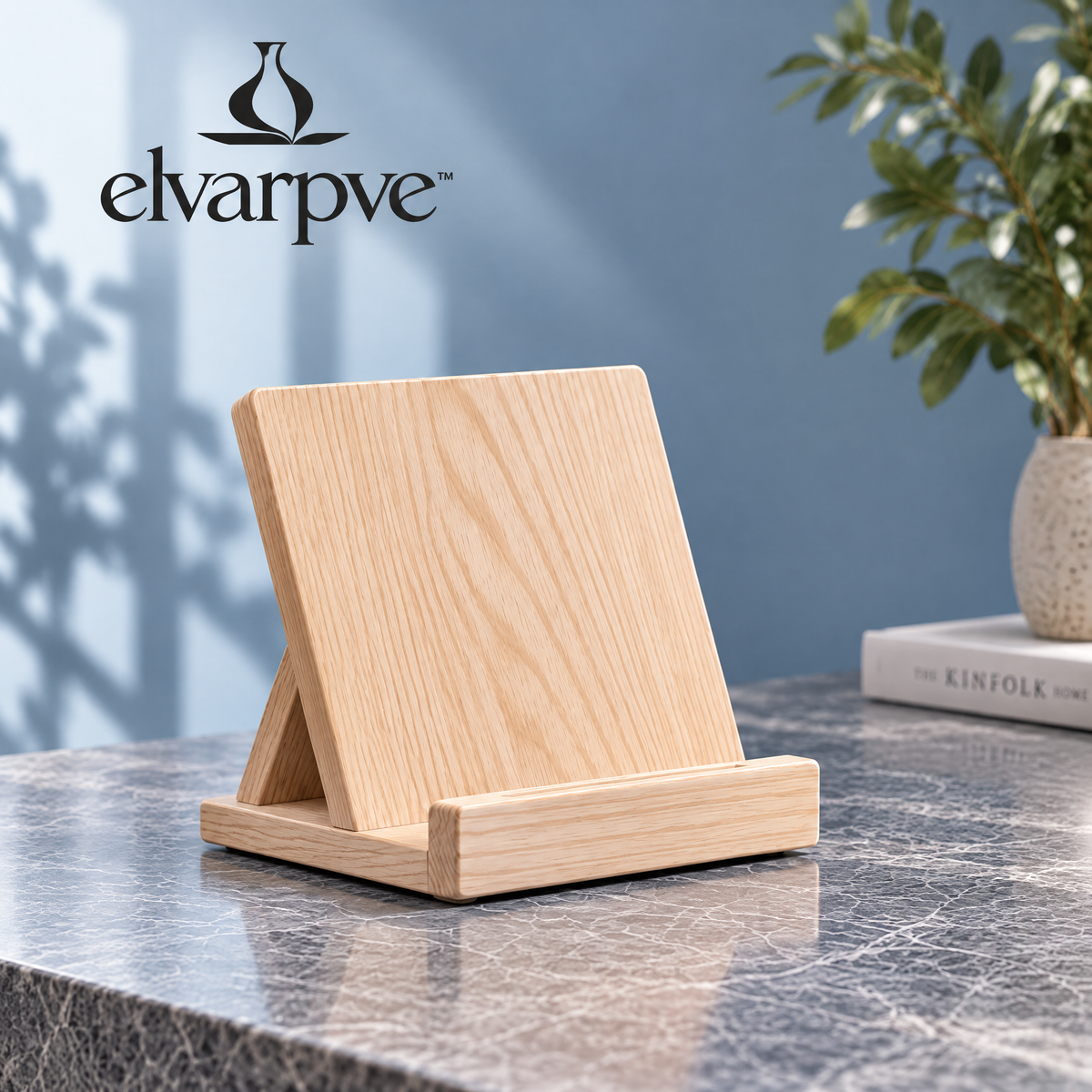 elvarpve™ Folio Incline Wooden Book Display Stand — Angled Hardcover Holder for Shelf & Console Styling