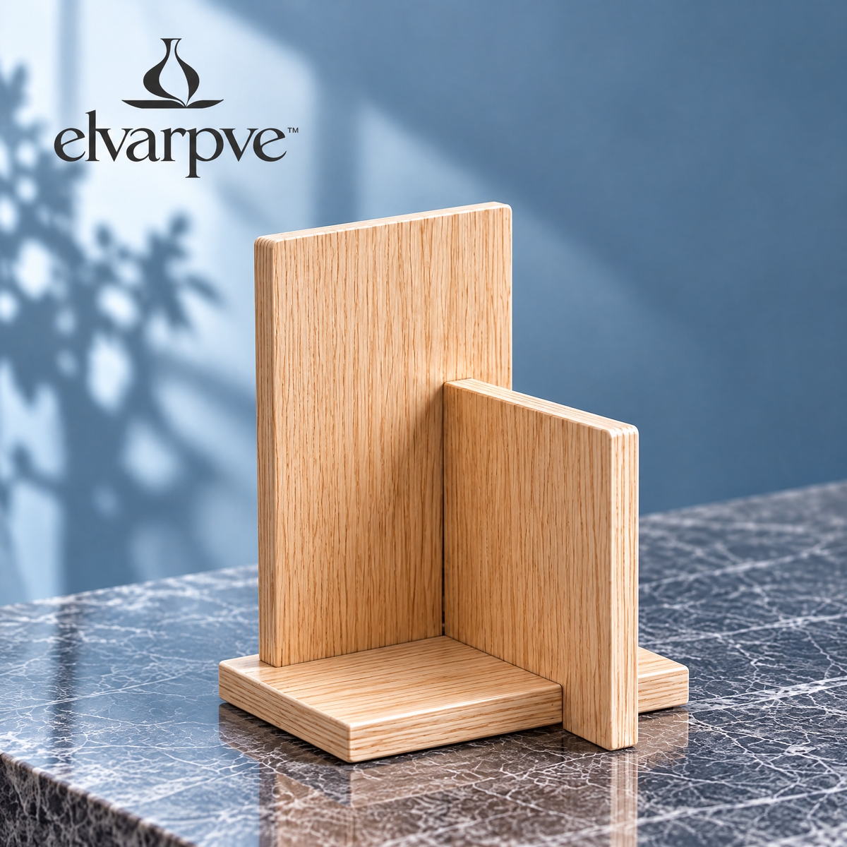 elvarpve™ Intersect Wood Shelf Sculpture — Three-Part Geometric Accent for Bookcase & Desk Décor