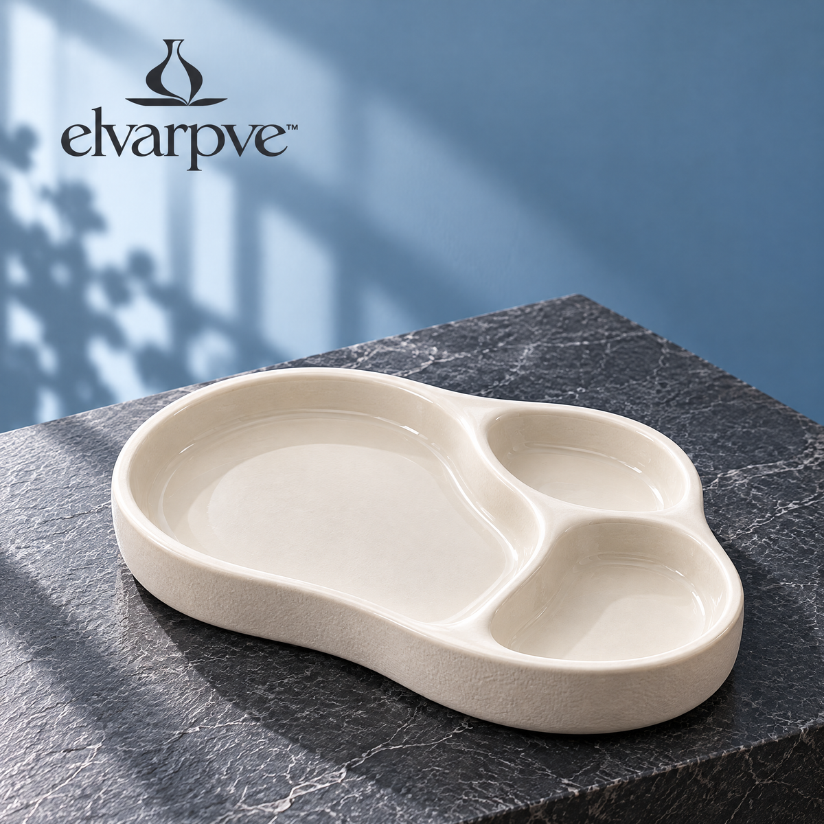 elvarpve™ Contour Terrace Ceramic Catchall Tray — Sculptural Key & Jewelry Organizer for Entryway Décor