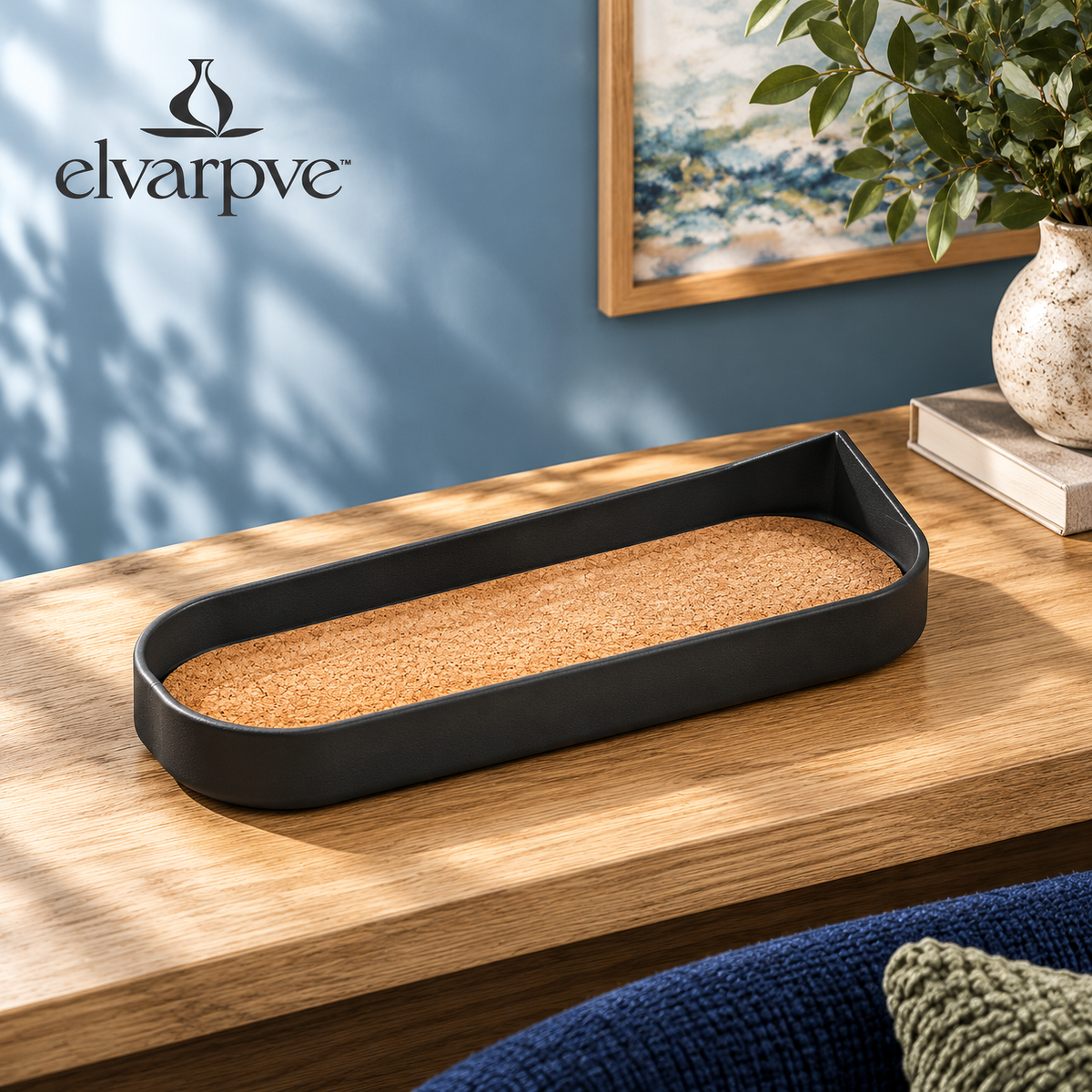 elvarpve™ Folded Edge Metal Valet Tray — Asymmetric Entryway Catchall for Keys, Watch & Small Accessories