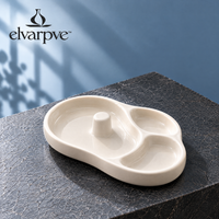 elvarpve™ Orbit Well Ceramic Jewelry Dish — Off-Center Ring Pedestal & Divided Accessory Catchall