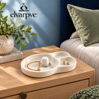 elvarpve™ Orbit Well Ceramic Jewelry Dish — Off-Center Ring Pedestal & Divided Accessory Catchall