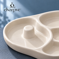 elvarpve™ Orbit Well Ceramic Jewelry Dish — Off-Center Ring Pedestal & Divided Accessory Catchall