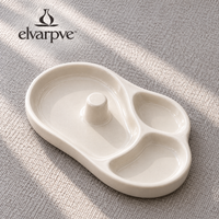 elvarpve™ Orbit Well Ceramic Jewelry Dish — Off-Center Ring Pedestal & Divided Accessory Catchall