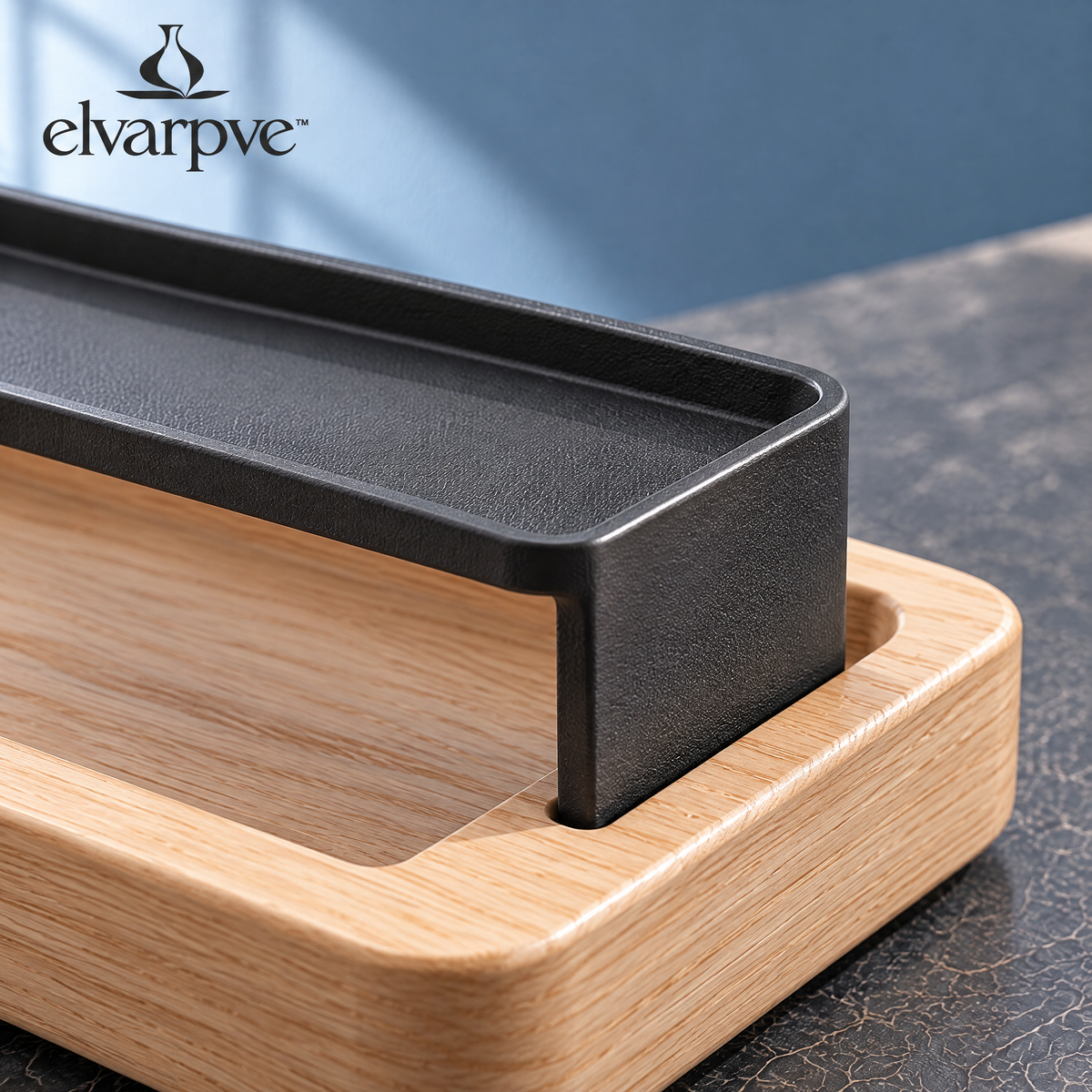 elvarpve™ Span Bridge Two-Level Organizer Tray — Sculptural Desktop Catchall with Removable Upper Shelf